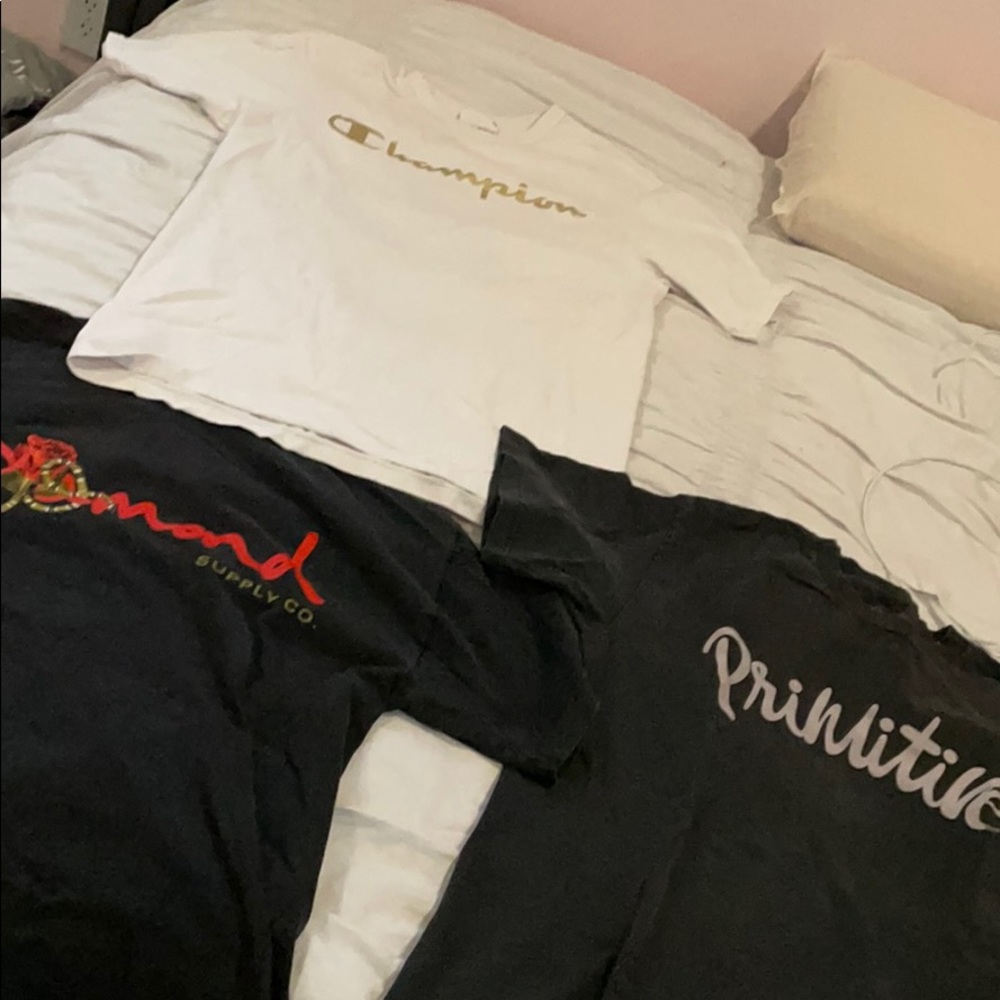 tee shirts. primitive,diamond, and champion